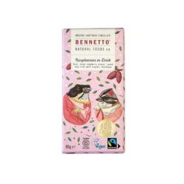 Bennetto 60% Dark Chocolate Bar Raspberries 80g