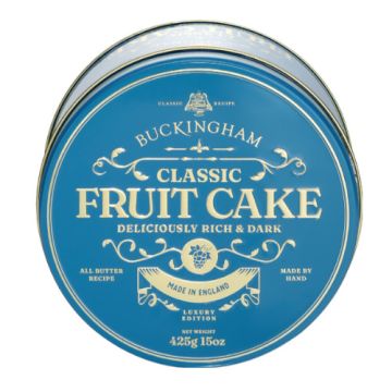 Buckingham Classic Fruit Cake In Blue Vintage Gift Tin 425g