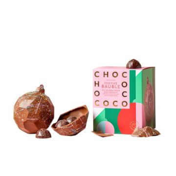 Chococo 47% Colombian Milk Chocolate Bauble Filled With Salted Caramel Gems 150g