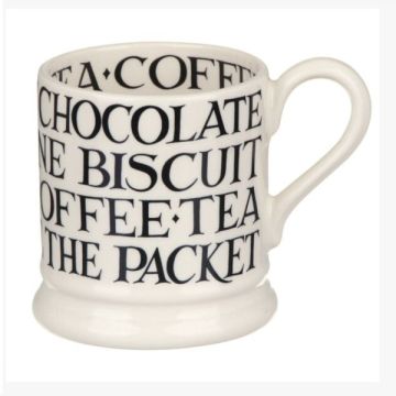 Emma Bridgewater Black Toast All Over Writing 1/2 Pint Mug