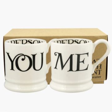 Emma Bridgewater Black Toast You & Me Set Of 2 1/2 Pint Mugs