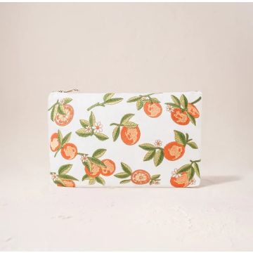 Elizabeth Scarlett Orange Blossom White Velvet Everyday Pouch