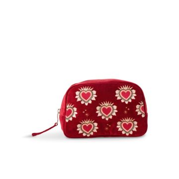 Elizabeth Scarlett Sacred Heart Rouge Velvet Makeup Bag