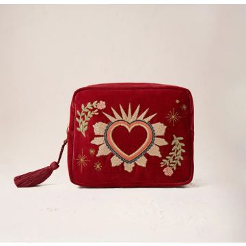 Elizabeth Scarlett Sacred Heart Rouge Velvet Wash Bag