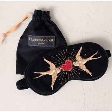 Elizabeth Scarlett Beating Heart Charcoal Velvet Eye Mask