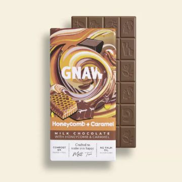 Gnaw Milk Honeycomb & Caramel Bar 80g