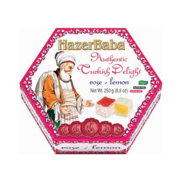 Hazer Baba Rose & Lemon Turkish Delight Hexagon 250g