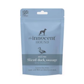 The Innocent Hound Sliced Duck Sausage With Cranberry Dog Treats 70g