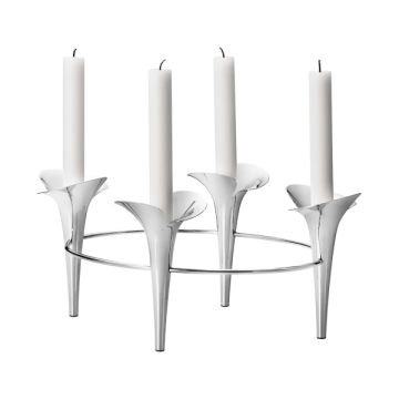 Georg Jensen Bloom Botanica Stainless Steel Taper 4 Candle Candleholder