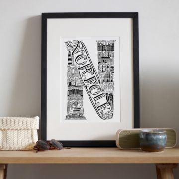 Lucy Loves This Norfolk A4 Art Print, Framed (Black)