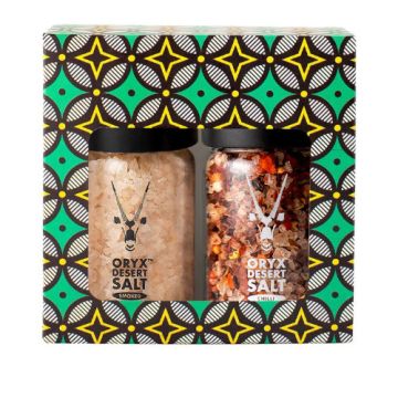 Oryx Desert Salt - Smoked Salt & Chilli Salt Grinders 2 Piece Gift Box 6 X 90g