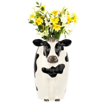 Quail Ceramics Friesian Cow Flower Vase 