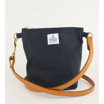 Storeys & Tails Peppercombe Cross Body Bag-Wax Cotton Marine Blue One Size