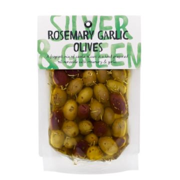 Silver & Green Rosemary Garlic Olives (Mixed Whole) 220g