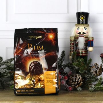 Vergani Dark Chocolate Pralines With Rum Flavoured Cream 200g