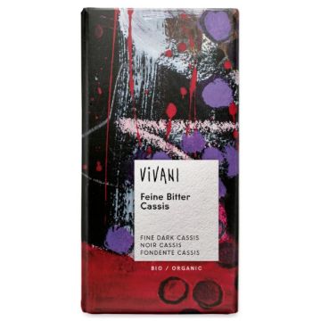 Vivani Dark With Cassis Filling Chocolate Bar 100g