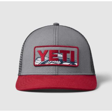 Yeti Bass Badge Trucker Hat - Gray/Rust