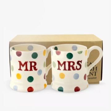 Emma Bridgewater Polka Dot Mr And Mrs Set Of 2 1/2 Pint Mugs (Boxed)