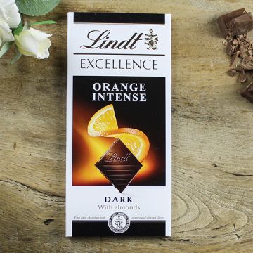 Lindt Orange Intense Dark Chocolate with Almonds Bar 100g